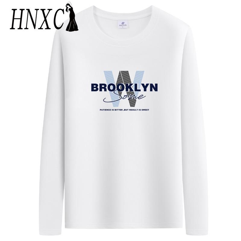 HNXC Baumwoll-Langarm-T-Shirt Herrenmode Lockeres Mitfühlendes Shirt