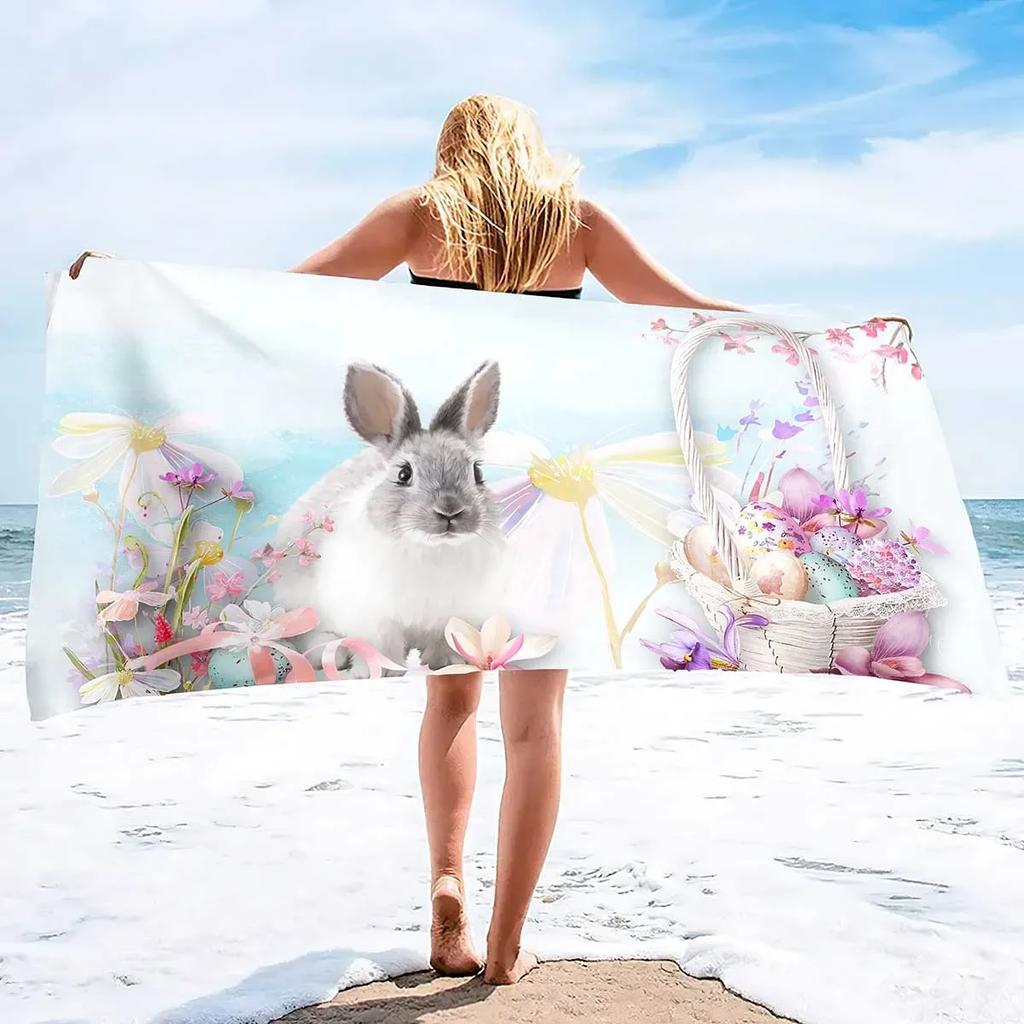 Ostereier Mikrofaser Schnelltrocknendes Strandtuch, Großes Weiches Badetuch, Super Saugfähige Sandfeste Schwimmdecke Reise Strandtuch