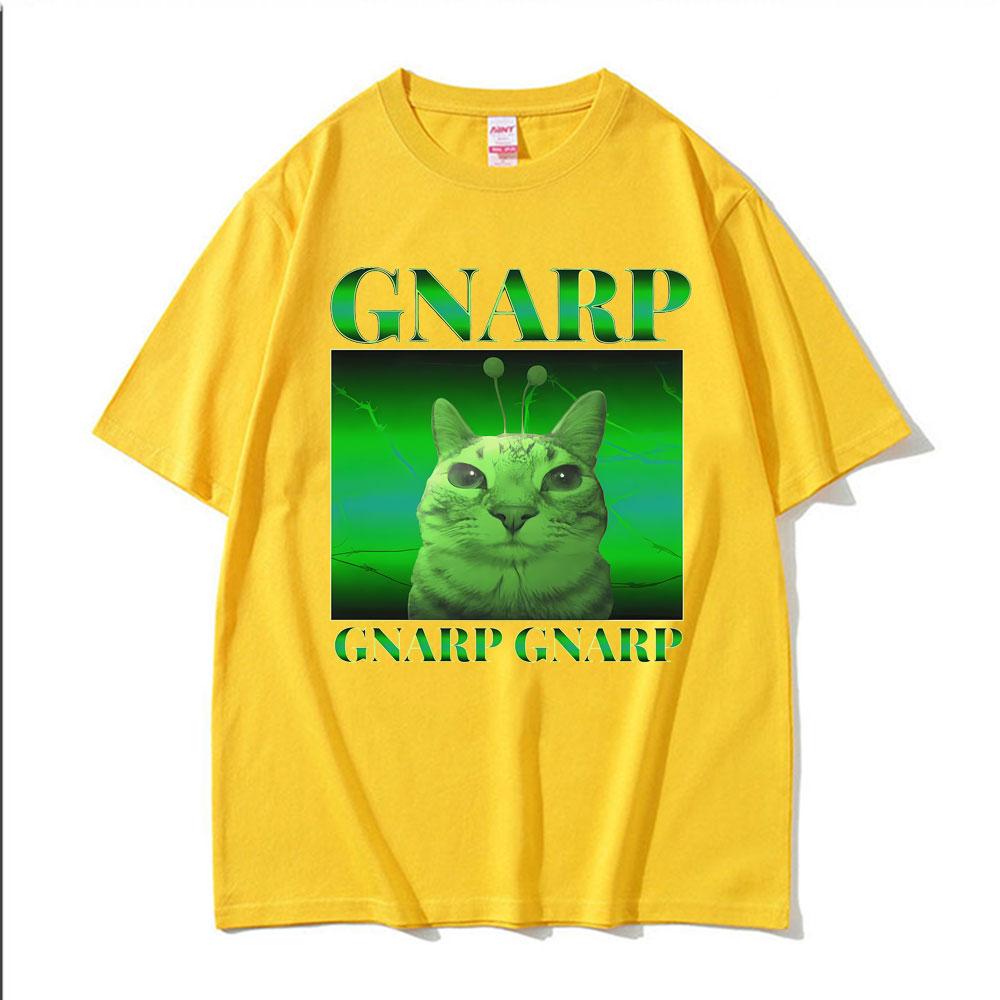 Silly Alien Graphic Gnarp Cat Meme Print T-Shirt Men's Clothing Y2K Vintage Classic T Shirt Unisex Short Sleeve Oversized TShirt