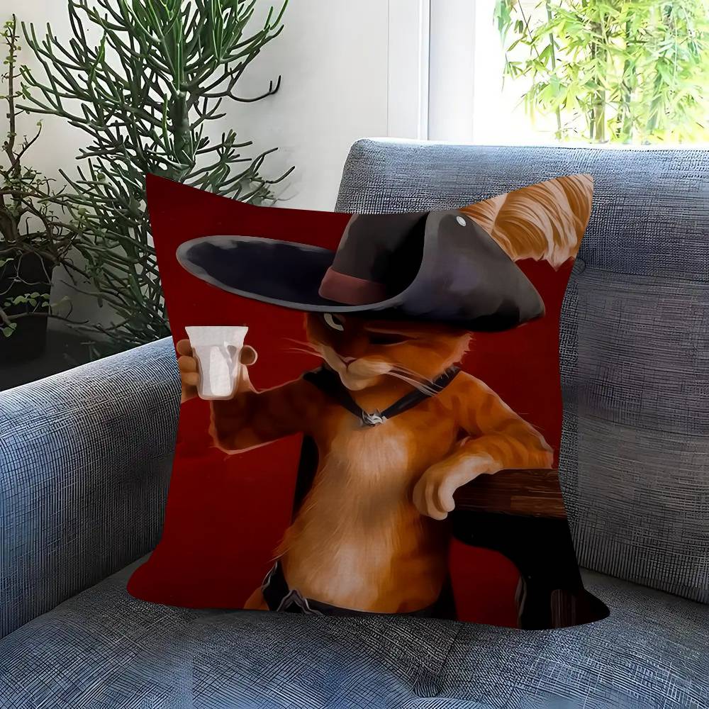 Movie P-Puss Anime In B-Boots Cushion Cover Pillow Cover Decor Pillowcase Printed Cushion Case For Couch