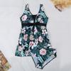 2024 Summer Beach Party New Swimsuit V-neck Printed Sexy Ladies Skirt Split Bikini Set