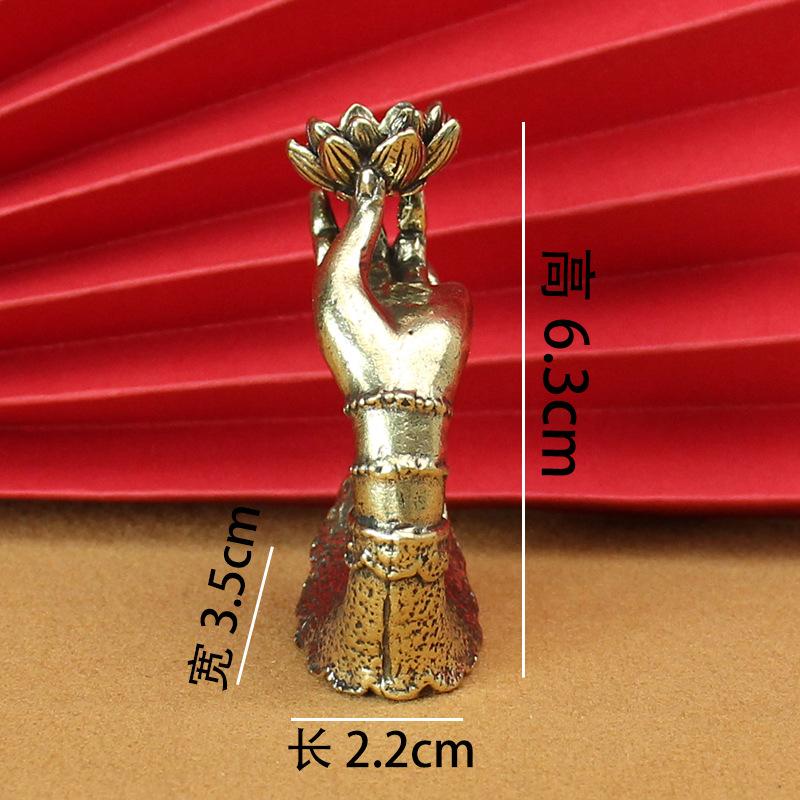 Antique Play Brass Lotus Leaf Lotus Backflow Incense Ornament Desktop Bergamot Lotus Flower Guanyin Bergamot Incense Burner Holder Incense Holder