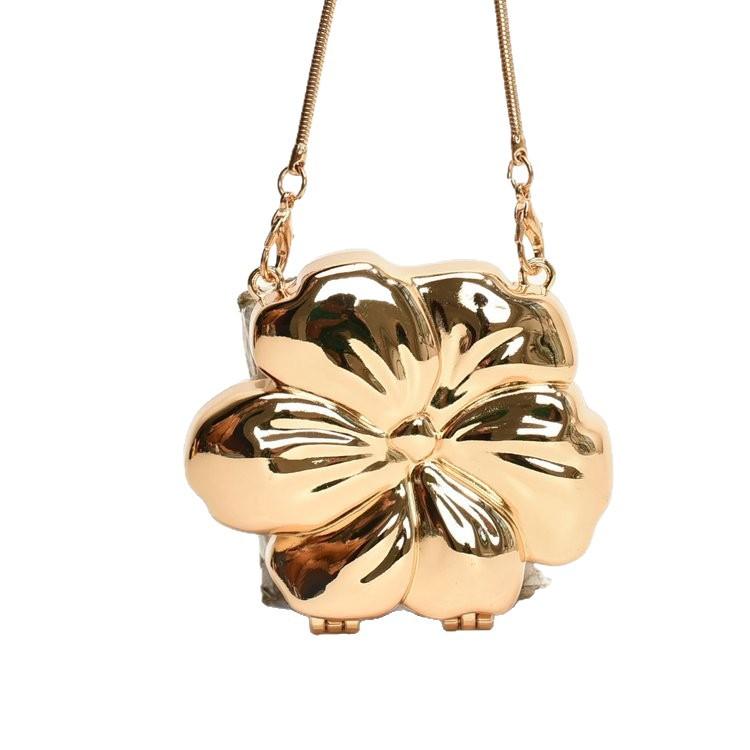 PVC Messenger Bag with Magnetic Buckle, Solid Color Gloss 1 Rose Gold Floral Acrylic Clutch Bag, Lily of The Valley Charm 2025