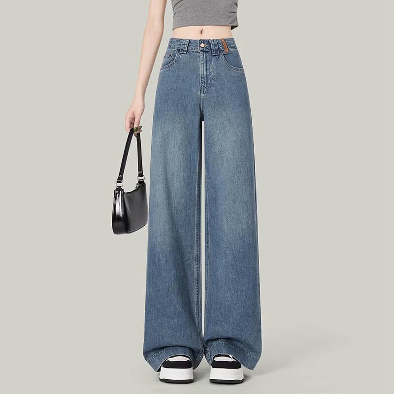 Women s High-Waisted Lyocell Straight-Leg Denim Jeans S