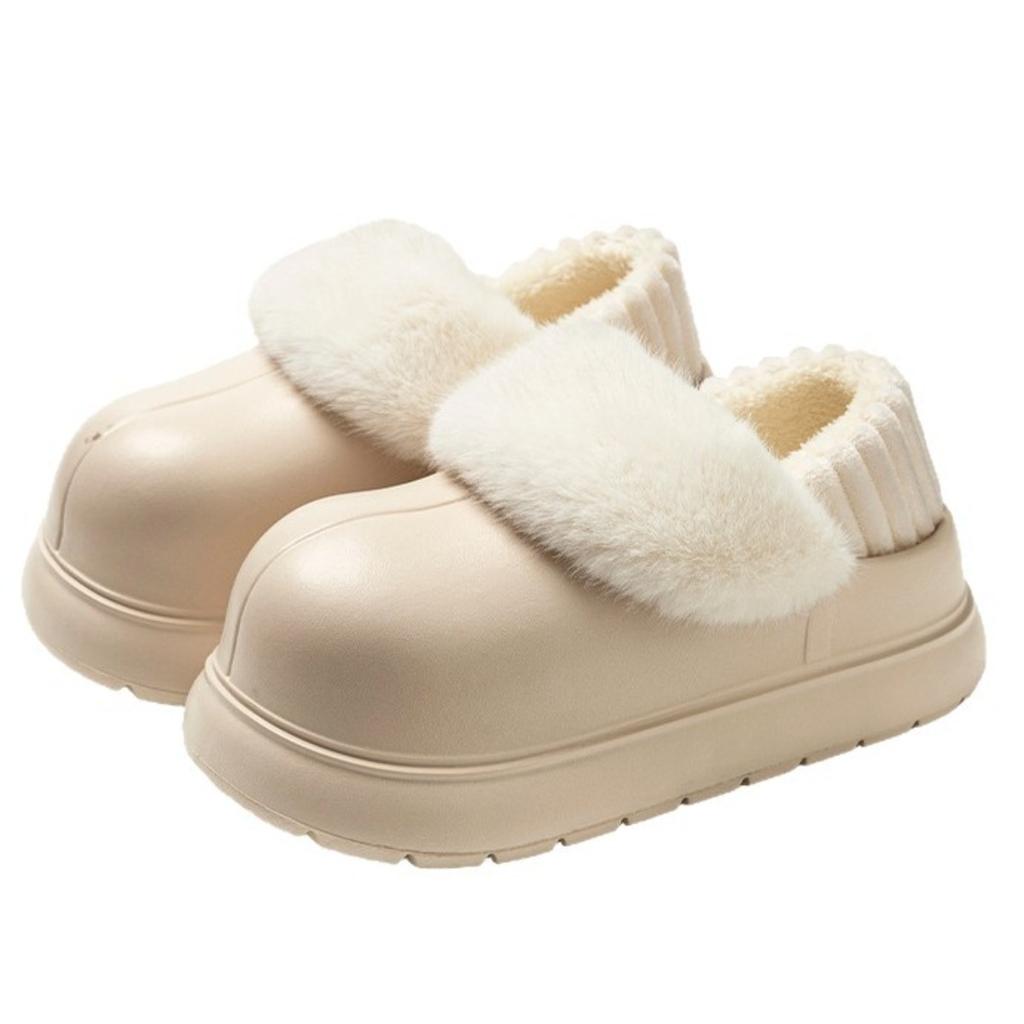 Thick Soled, Height Increasing, Removable and Washable Cotton Slippers for Women In Autumn and Winter, Velvet Waterproof Cotton Shoes for Women