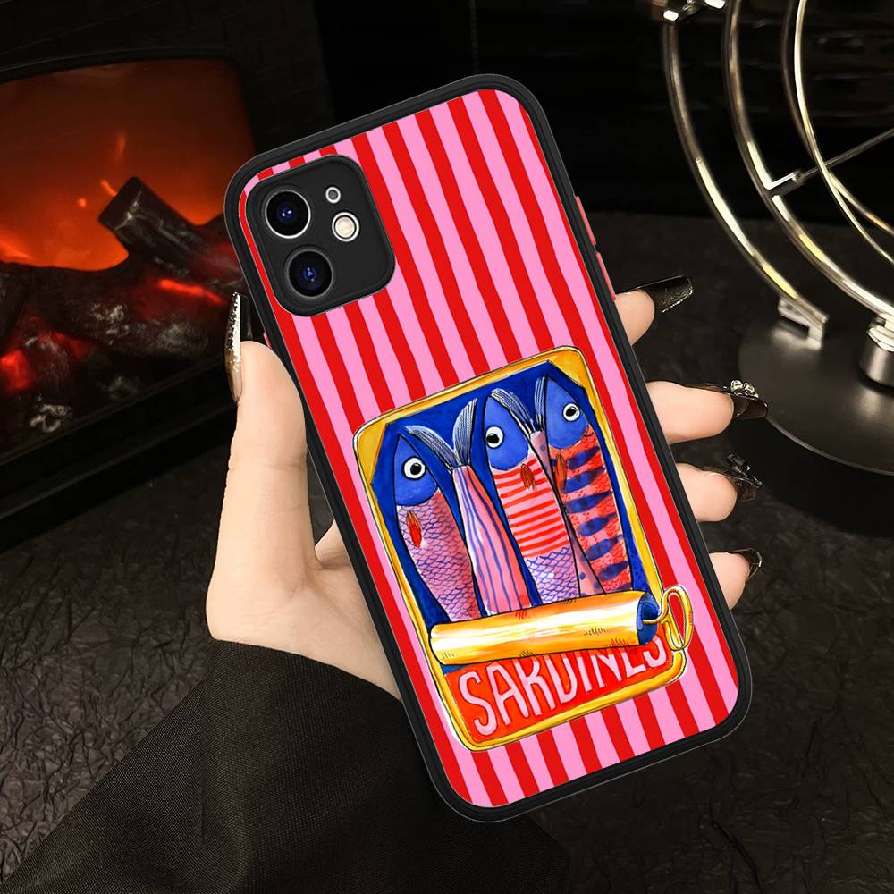 Sardines Matte Transparent Phone Cover For IPhone Case 16 15 14 13 12 11 Pro Max X XS Max Plus