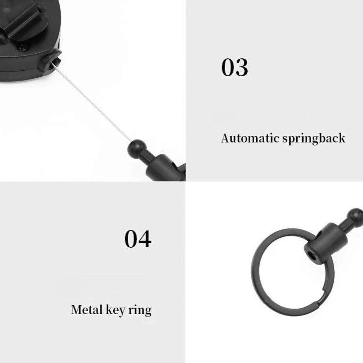 1 Piece High Elasticy Retractable Key Holder for Men Fashion Black Color Durable Keychain Organizer for Keys Office Supplies