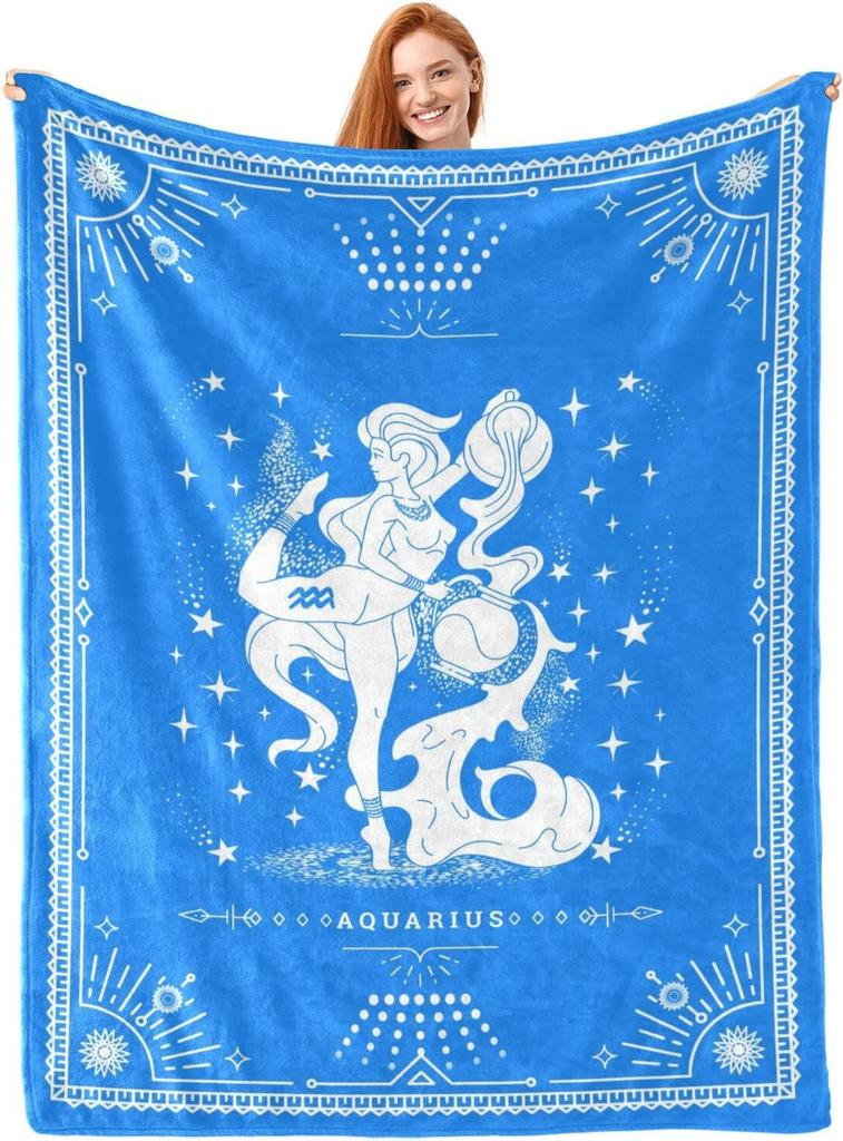 Twelve Constellation Tarot Cards Printed Blanket for Sofa Bed Travel Camping Living Room Office Conditioning Blanket