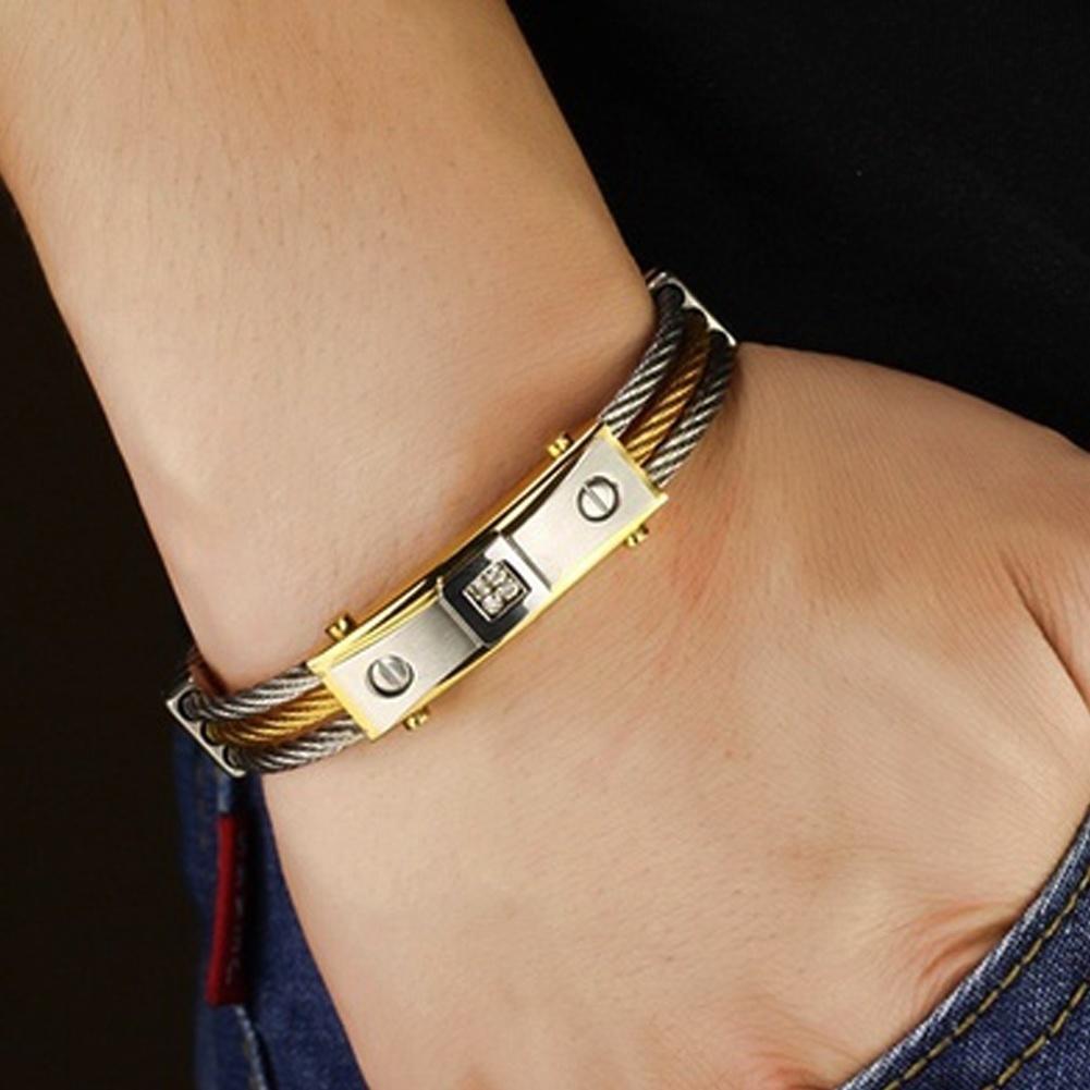 Luxury Titanium Steel Rhinestone Bracelet Unisex Sparkle Wristband Minimalist Fashion Statement Jewelry