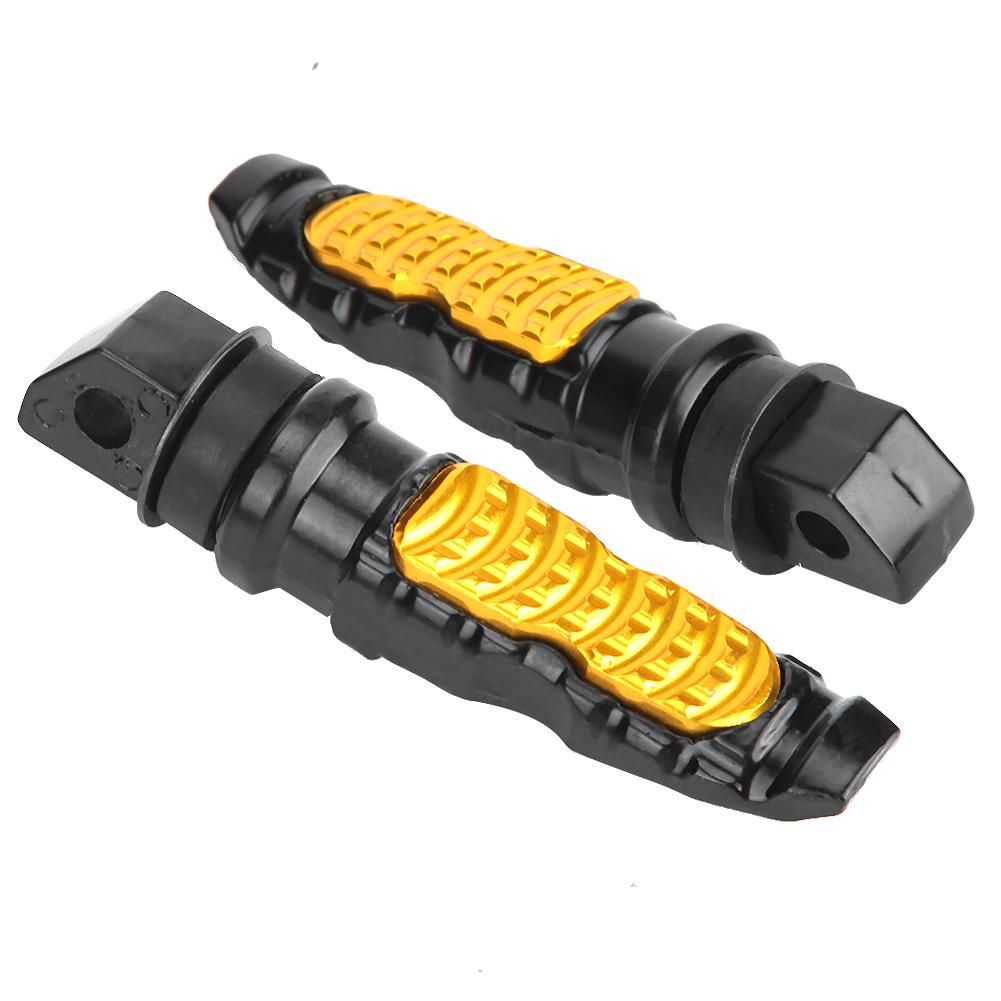 1 Pair Universal Aluminum Footrest Pedal Foot Rest Footpegs Yellow