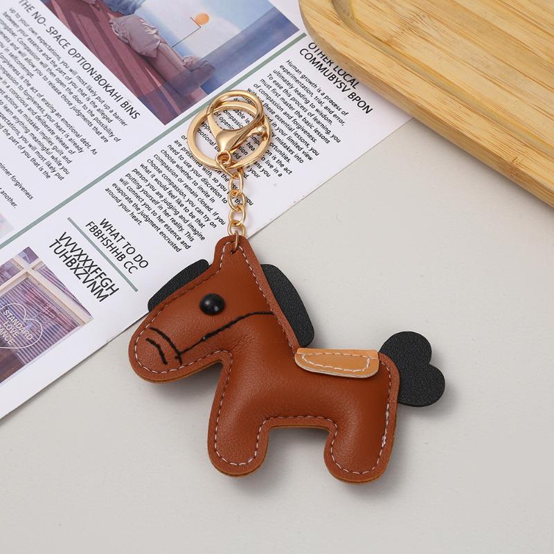Schöner Leder Pony Schlüsselanhänger Cartoon Niedlich Tierkreiszeichen Pferd Anhänger Autoschlüsselanhänger Rucksack Hängende Dekoration Neujahrsgeschenk