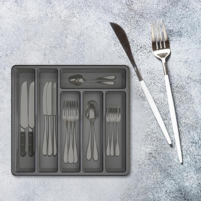 Cutlery Tray with Lid Utensil Storage Box Kitchen Utensil Holder with Lid 6 Compartments Drawer for Chopsticks for Flatware