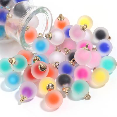 10pcs/lot Acrylic Frosted Charms Bead Colorful Transparent Round Pendants for DIY Earring Necklace Jewelry Making Accessories