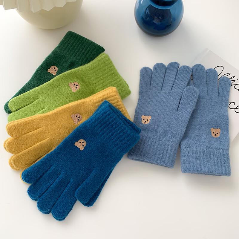 

Pabei Милые вязаные зимние перчатки без пальцев с медведем