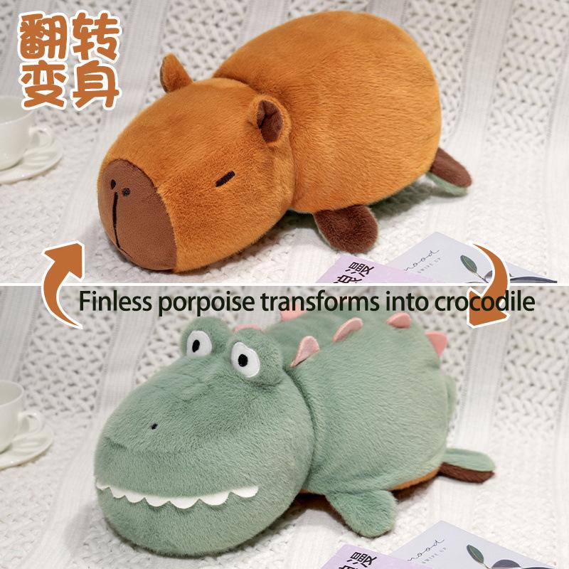Pelican Capibala Flip Pushie Doll Double Side Capibara Plush Toy Transform Dolls 2-in-1 Kawaii Flip Children Birthday Gift