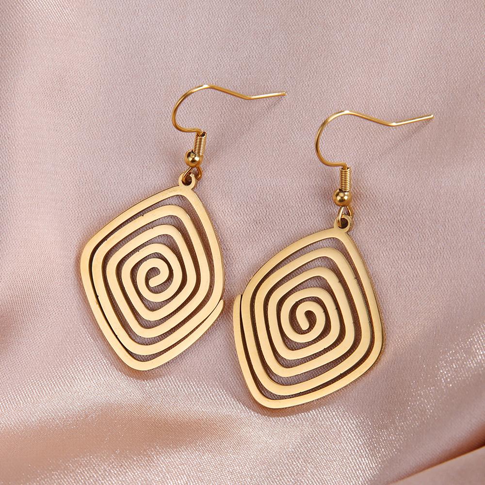 Dawapara Chokurei Yoga Women Earrings Cho Ku Rei Reiki Protection Healing Symbol Sacred Geometry Stainless Steel Drop Earrings