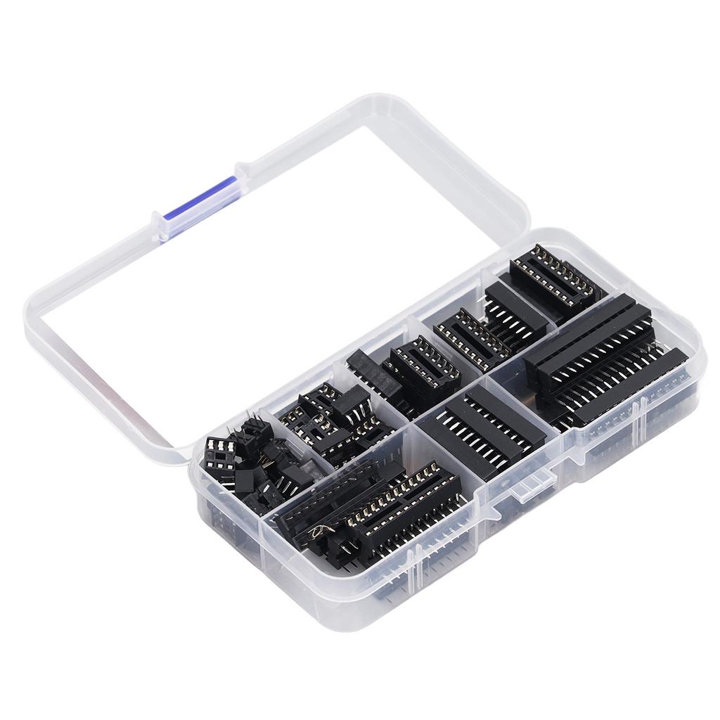 66 Stück IC-Chip-Sockel Isolierter Kunststoff Flachstift IC Sortimentskit Schaltungskomponenten 6P bis 28P