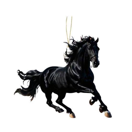 Horse Pendant 2D Acrylic Realistic Horse Decoration Christmas Ornament with Hanging Loop Equestrian Lovers Holiday Decor