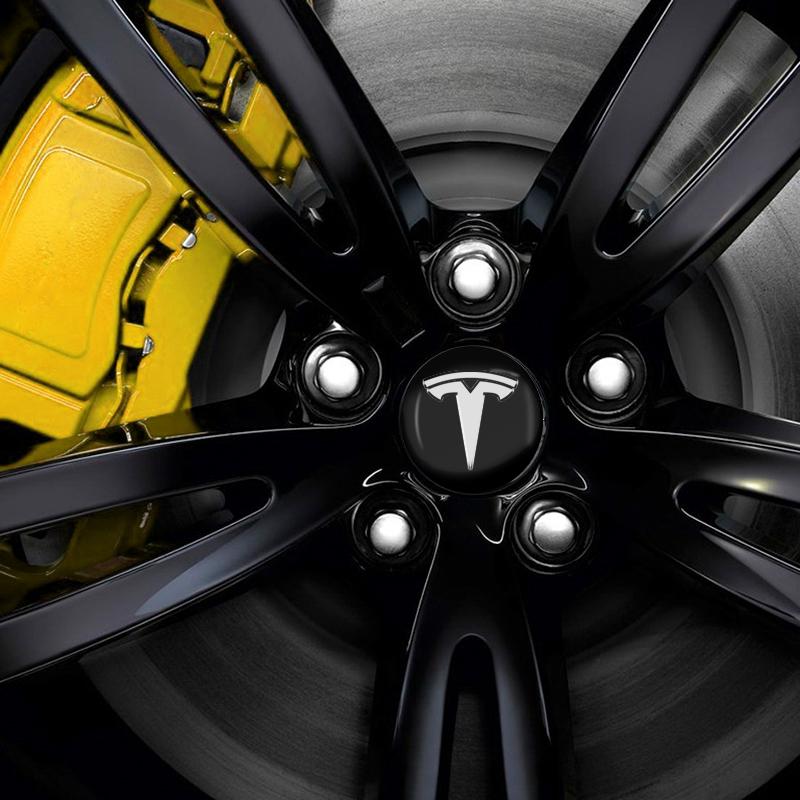 4pcs/Set 56mm Alloy Car Wheel Center Decal Hub 3D Sticker For Tesla Model 3 S X Y Style Roadster Invader Coil Mod WYE K80