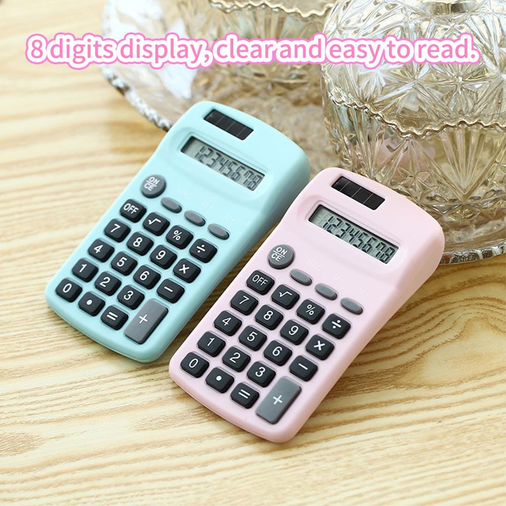 Mini Cute Calculator 8 Digits Display Solar & Battery Dual Power Portable Electronics Calculator