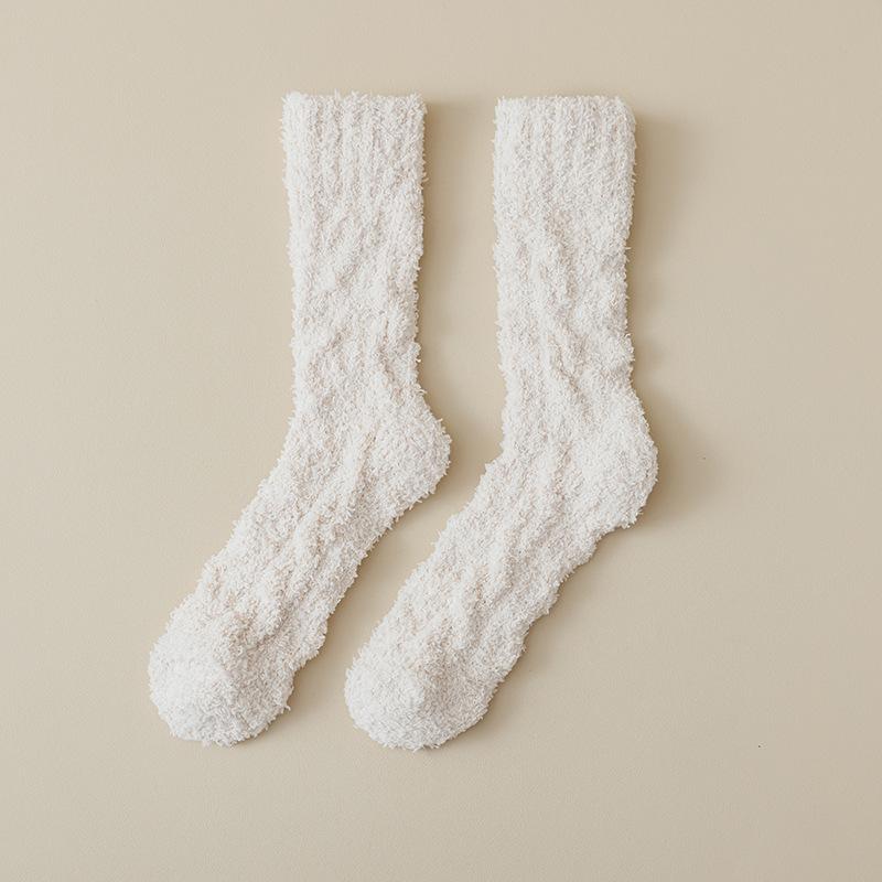 

Thickened and Warm - Coral Fleece Winter Socks for Men, No Shedding, Twisted Half-fleece Mid-calf Socks for Sports 1 pair бежевий