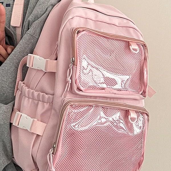 Rucsac Ita Kawaii Fereastră Transparentă Geantă Școlară Capacitate Mare Rucsac pentru Afișare Pini Anime Y2K JK Geantă de Călătorie pentru Fete