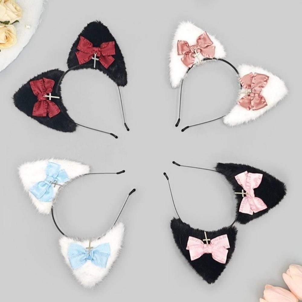 Plush Lolita Headwear Bowknot Simulation Animal Ears Hairband New Furry Hair Band Cosplay