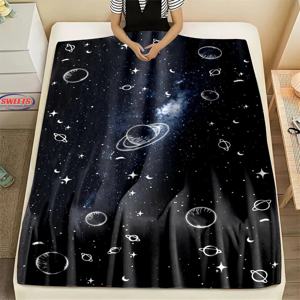 Comfortable and Soft Starry Sky Theme Blanket, Add Beauty To The Home, All Seasons, Home Office Can Be Used, Nap Camping Blanket