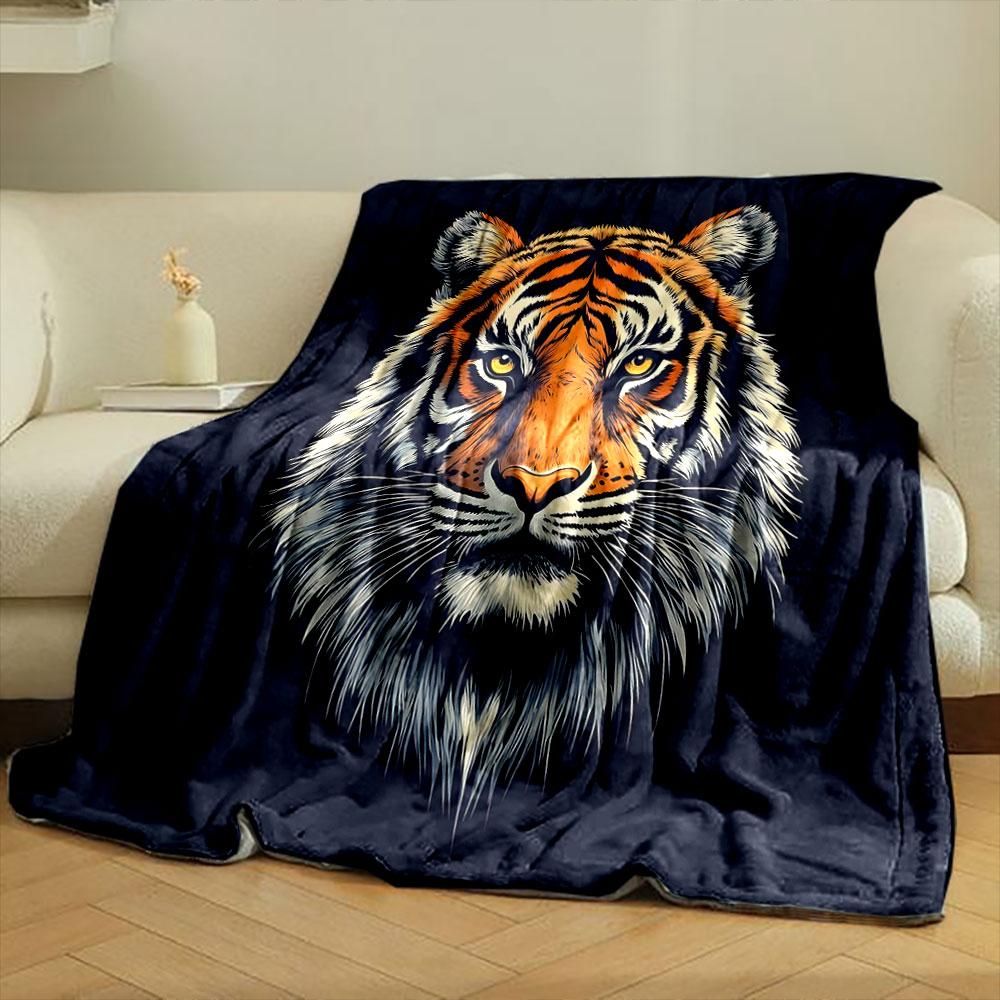 "Majestic Tiger Illustration" Print Blanket Soft and Cozy Perfect for the Living Room Bed Sofa or a Nap,gift