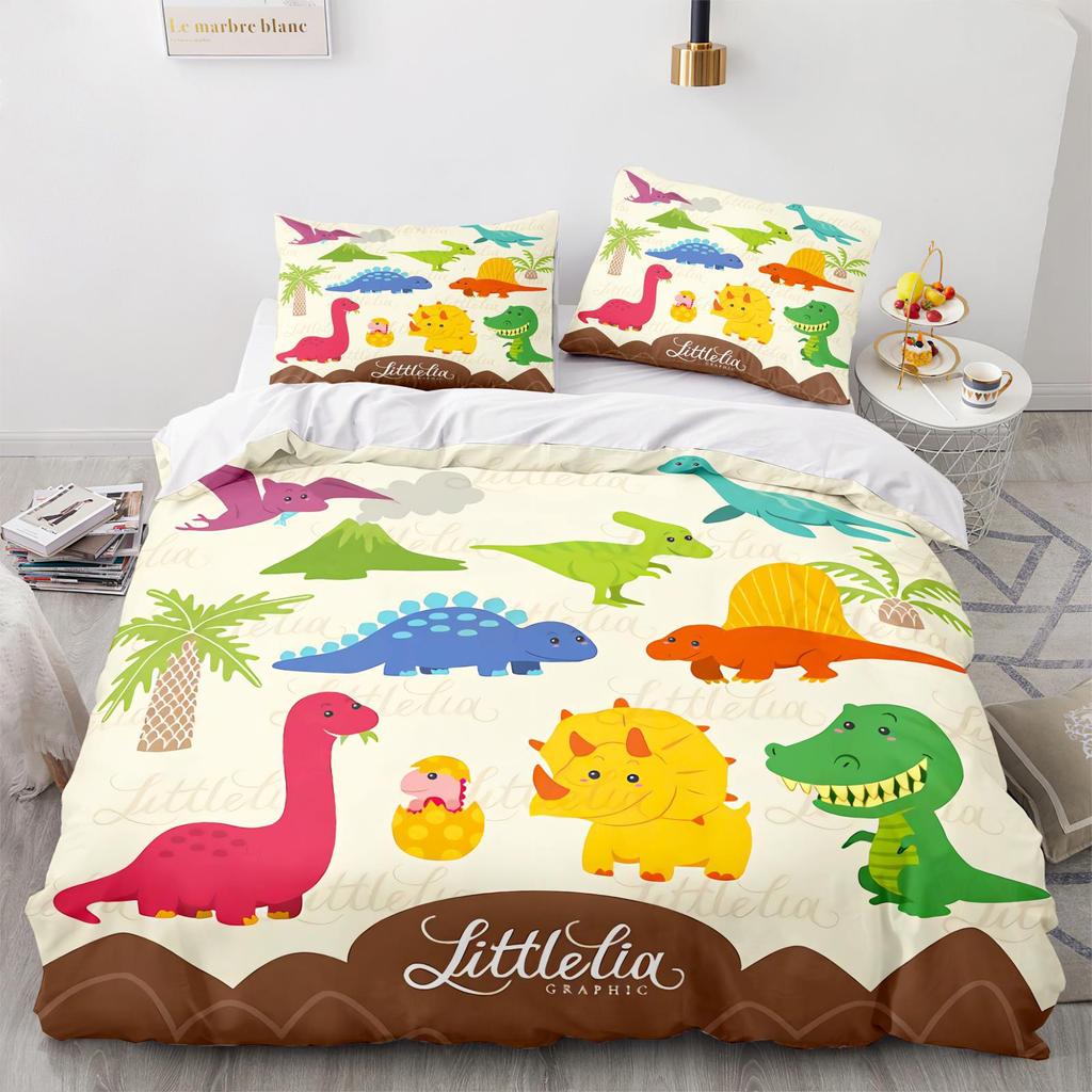 Printed Dinosaur Cartoon Quilt Set Three-Piece Digital Printing Home Textile Kit Home Textile