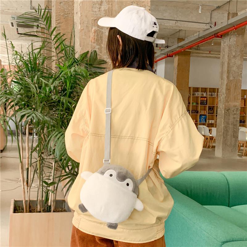 White Cartoon Penguin Cosplay Crossbody Bag With Nylon Lining And Inner Pocket For Teens
