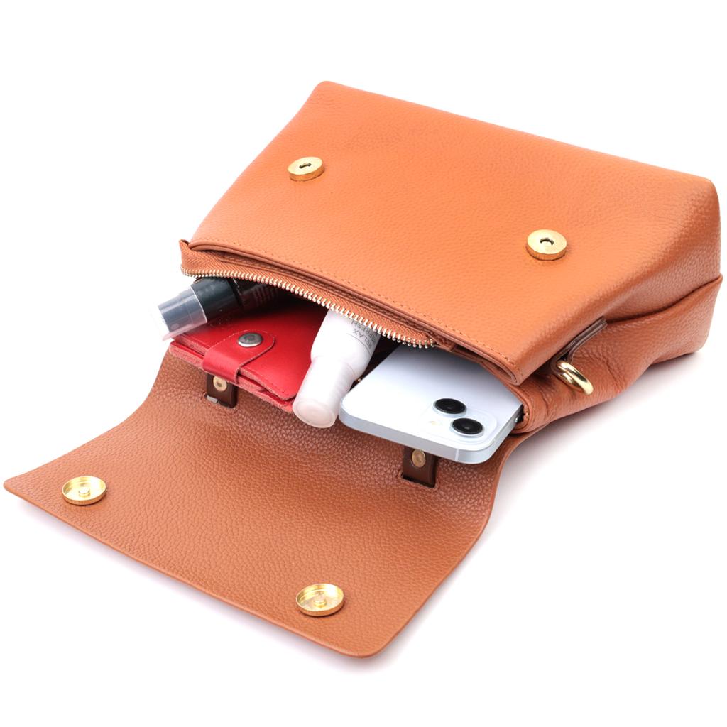 Elegant Bag for Women with a Short Handle Made of Genuine Leather Vintage 22669 Red