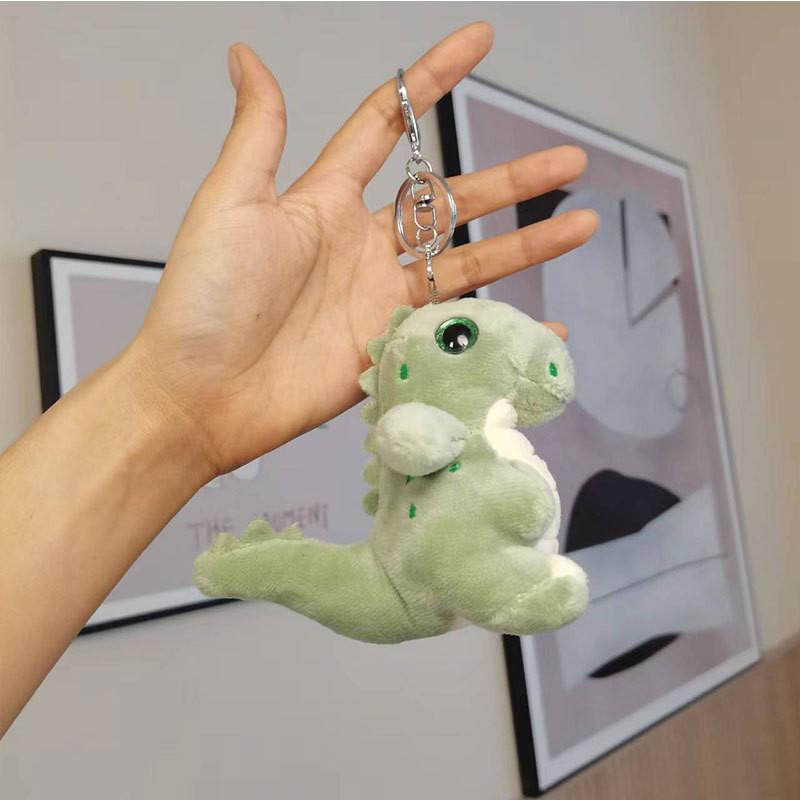 Cute Cartoon Dinosaur Plush Keychain Lovable Green Dino Stuffed Animal