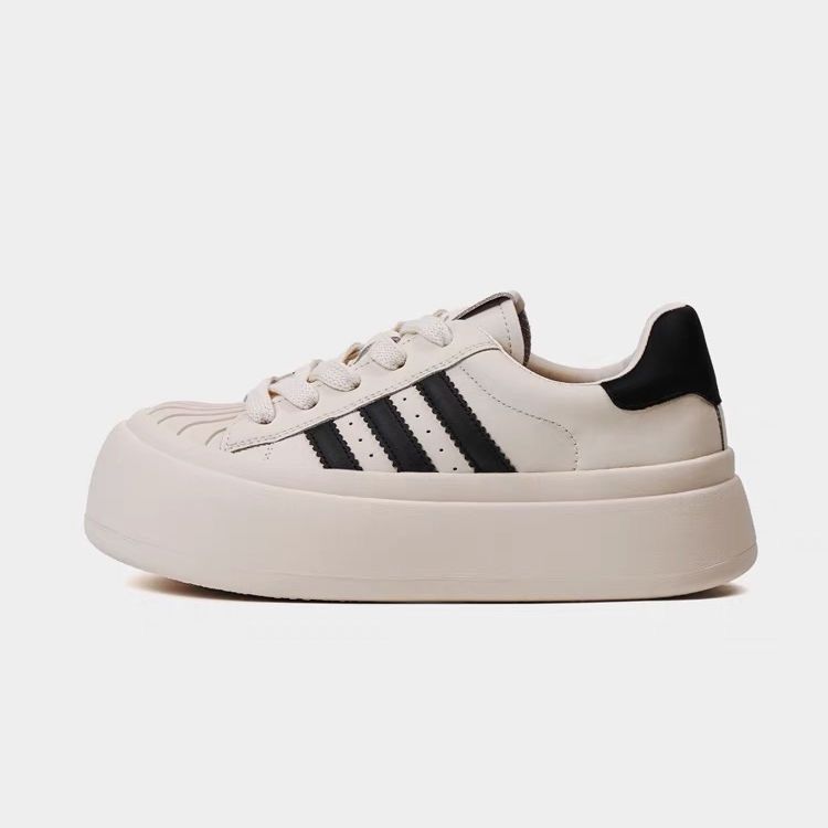 Zhao Ruth Niche Three Bars Thick Baseplate Shoes Women's 2025 Winter Warm Shell Head High Value Cotton White Shoes