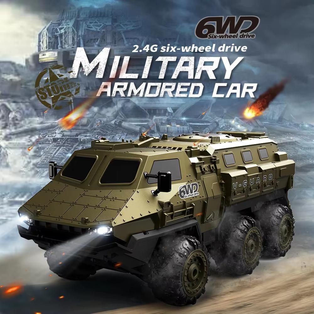 2025 Neu 1: 16 6WD RC Auto Gepanzertes ferngesteuertes Fahrzeug Simulation Militärtransporter LKW Hochgeschwindigkeitsklettern 2,4G Modell Spielzeugauto Geschenk