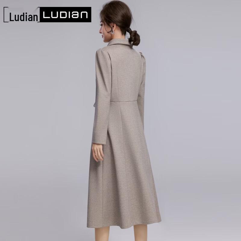 LUDian Women's Elegant Blazer Collar A-Line Dress