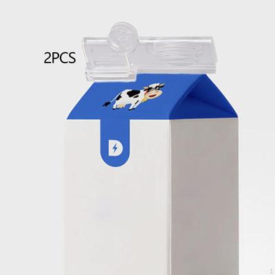 2Pcs Milk Carton Sealing Clip Boxed Drinks Clips Rotating Leakproof Food Bag Sealer for Travel