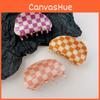 Elegant Handcrafted Pvc Black And White Checkered Hair Claw Clip Perfect For Trendy Hairstyles