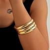 3Pcs Chunky Metal Cuff Bangles Bracelets Set Hiphop Textured Fashion Stackable Bangles Jewelry For Women Party Jewelry