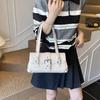 Shoulder Underarm Baguette Women's Bag Personalized Trend Women's Solid Color Fashionable Retro Locomotive Rivet Pin Buckle Decoration
