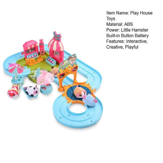 Mini Playset Plush Hamster Mini Ice Cream Playground Long Playset Hidden Gameplay for Track Toys Play House