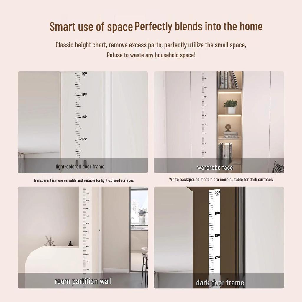 Autocolant de Perete pentru Măsurarea Înălțimii Copiilor - Impermeabil, Detașabil, Fără Daune, Scară Precisă