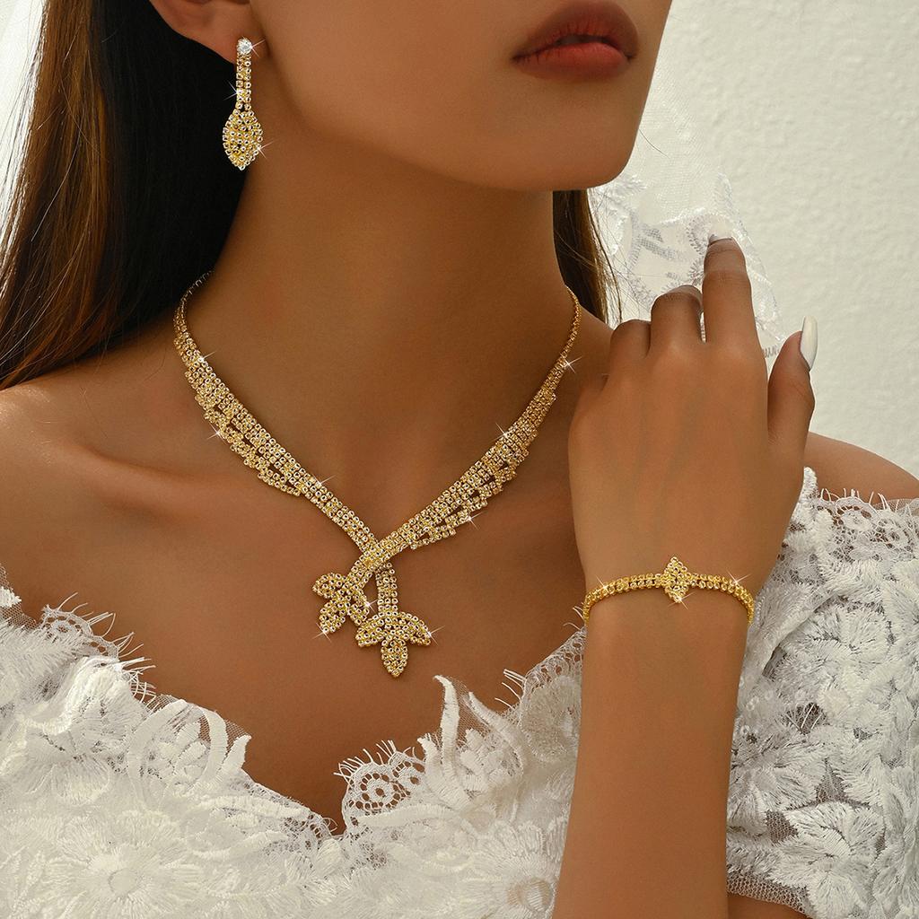 5PC Women's Trendy Claw Chain Lotus Necklace Earrings Bracelet Ring Jewelry Set Wedding Banquet Party Holiday Gift