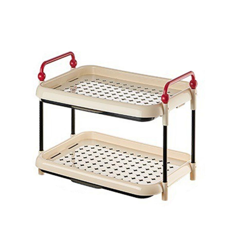 

Компактная настольная полка для хранения Многоярусный поднос Сушилка для посуды Полка для хранения Кухонное хранение red-2 layer