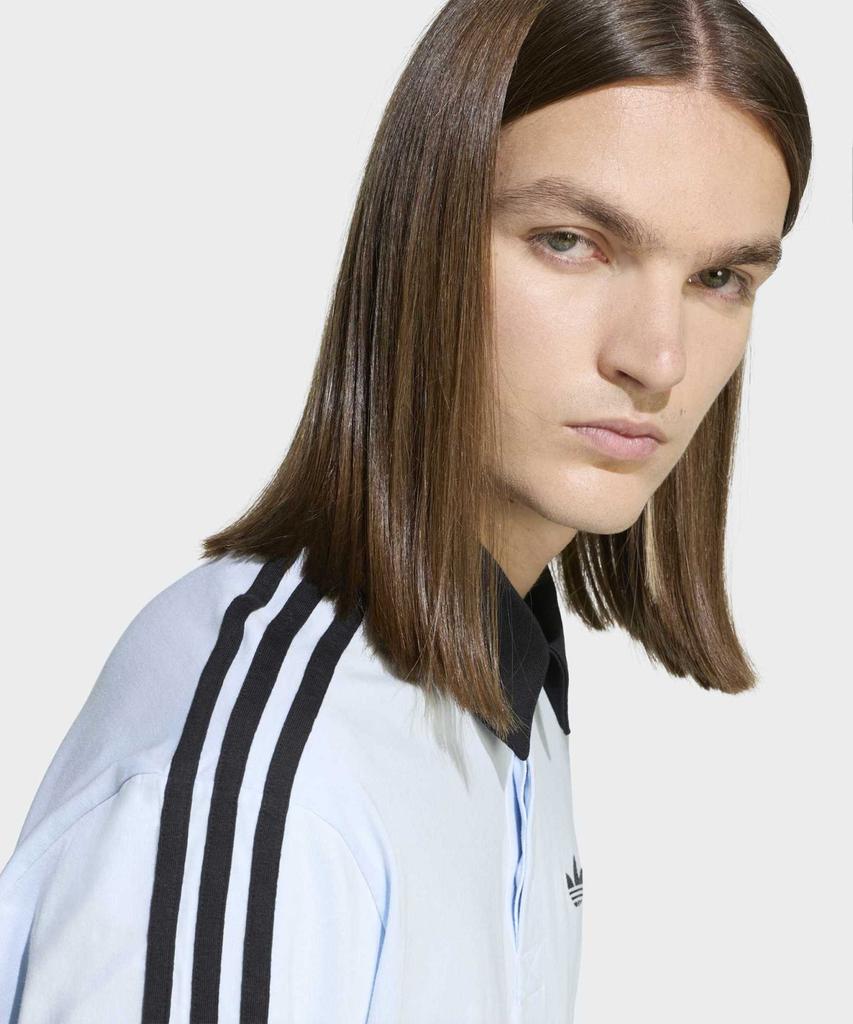 ADIDAS 3-Stripe Rugby Long Sleeve Polo - Crystal Sky / Ke2445