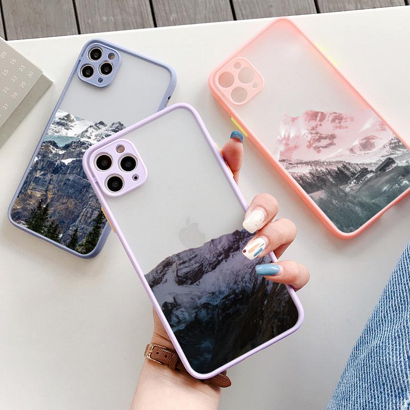 Aesthetic Snow Mountain Painting Phone Case for iPhone 7 8 Plus SE2 X XR XS MAX 15 14 12 13 mini 11 Pro Max Shockproof Cover