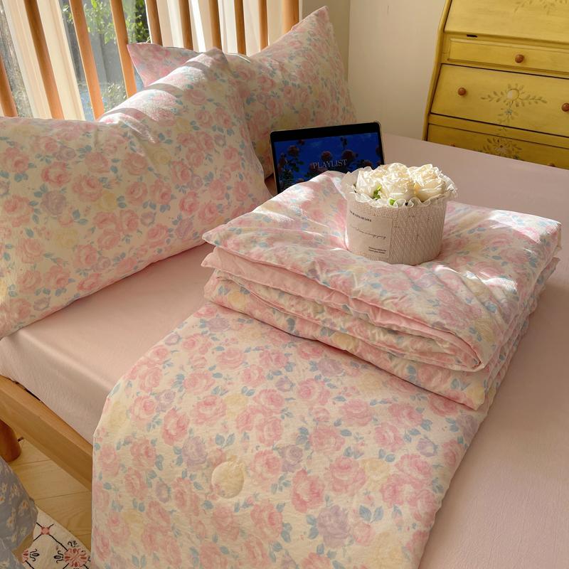 

Летнее одеяло 2025 года Новое Охлаждающее одеяло из стираного хлопка Прекрасное украшение дома Удобное Легкое С наволочкой Простыня Quilt 200x230cm 4pcs