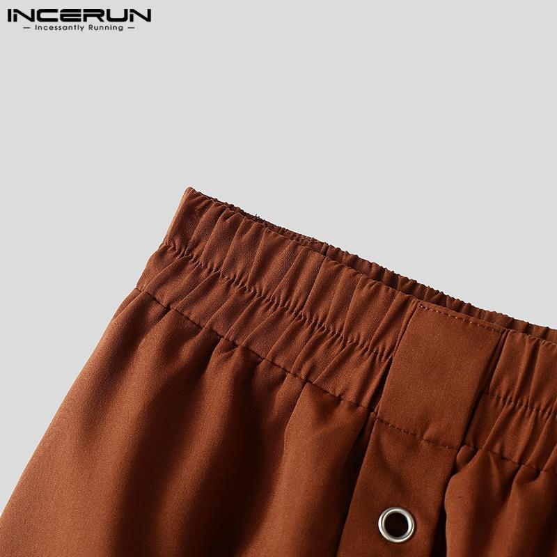 INCERUN Herren Elastischer Bund Lange Quaste Plissiert Lässig Schlitze Swing Kilt Röcke