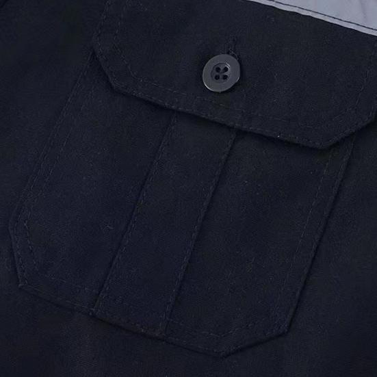 2Pcs/Set High Visibility Working Jacket Pants Set Lapel Long Sleeve Zipper Placket