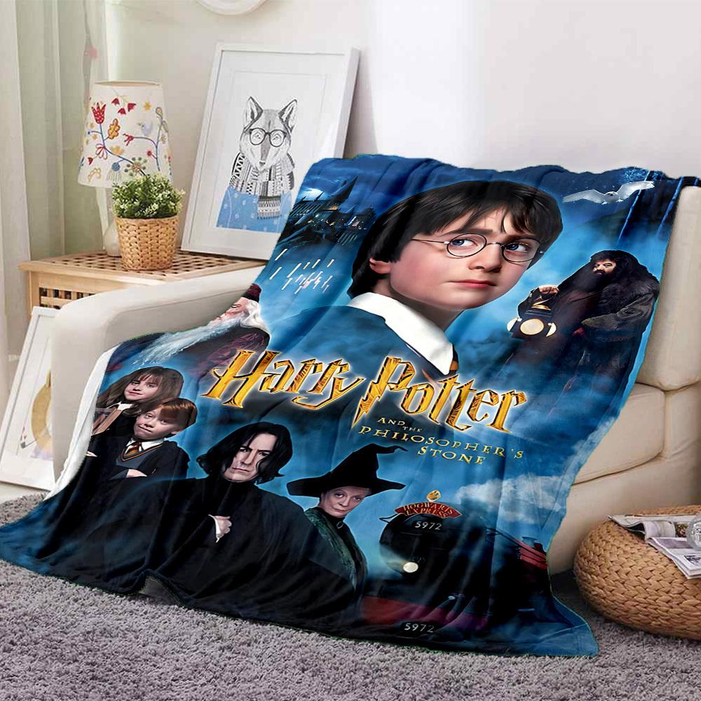 1pc Harry Potter Flannel Throw Blanket - HD Printed Lightweight Soft Warm All-Season Blanket for Sofa, Bed, Travel, Camping 060